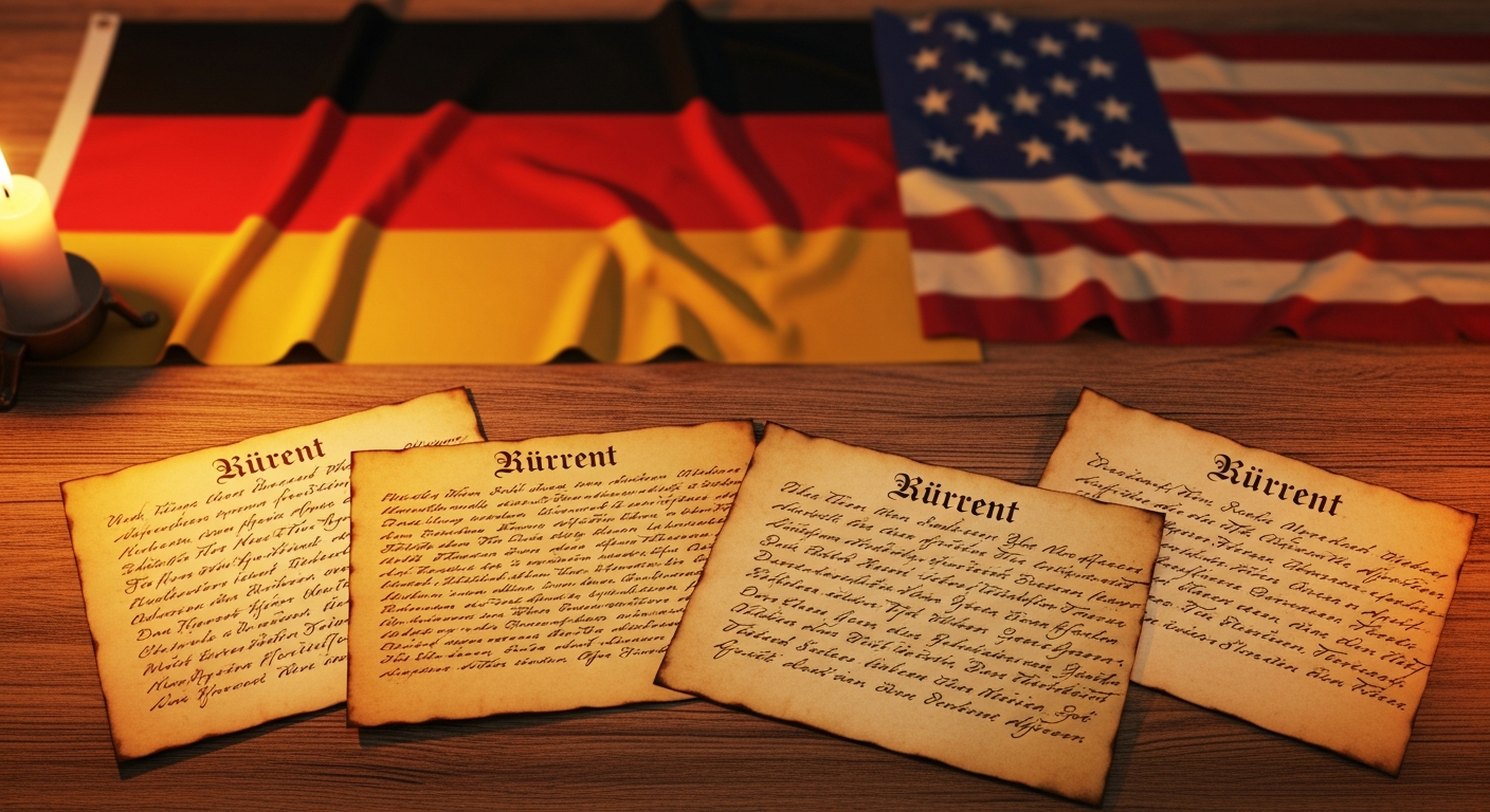 Old German handwritten letter in Kurrent script on a desk